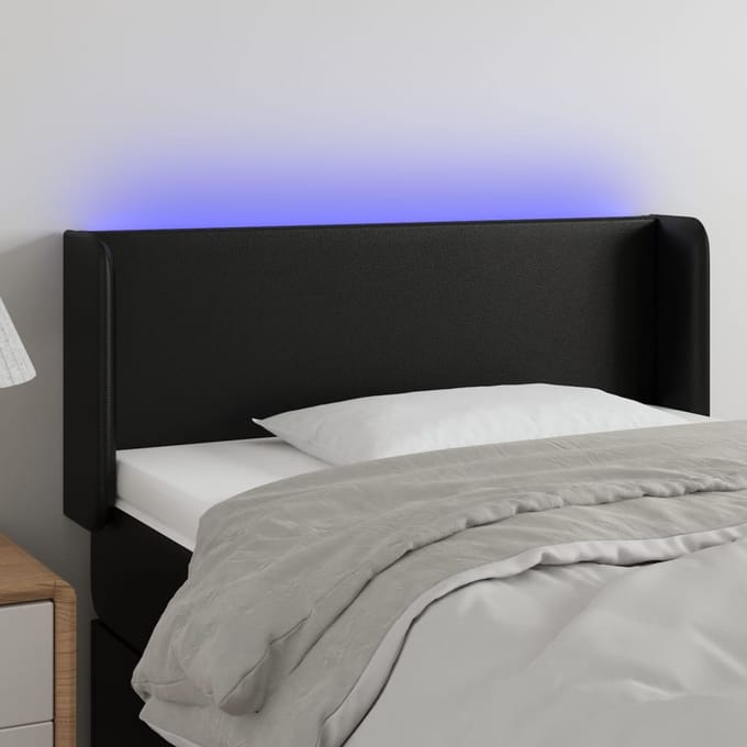 vidaXL - Hoofdbord - LED - 103x16x78/88 - cm - kunstleer - zwart