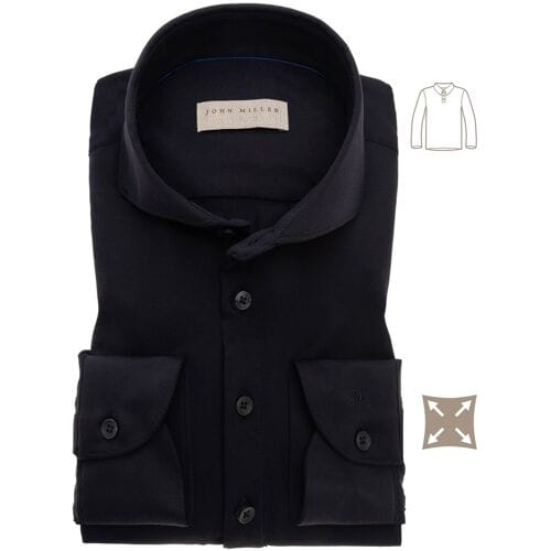 John Miller Slim Fit Long Sleeve Polo Zwart / male