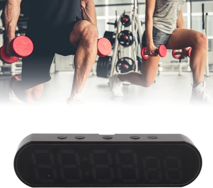 Draagbare Fitness Timer met LED Scherm, Interval Timer voor Thuistraining, Oplaadbare 1000mAh en Batterijherinnering