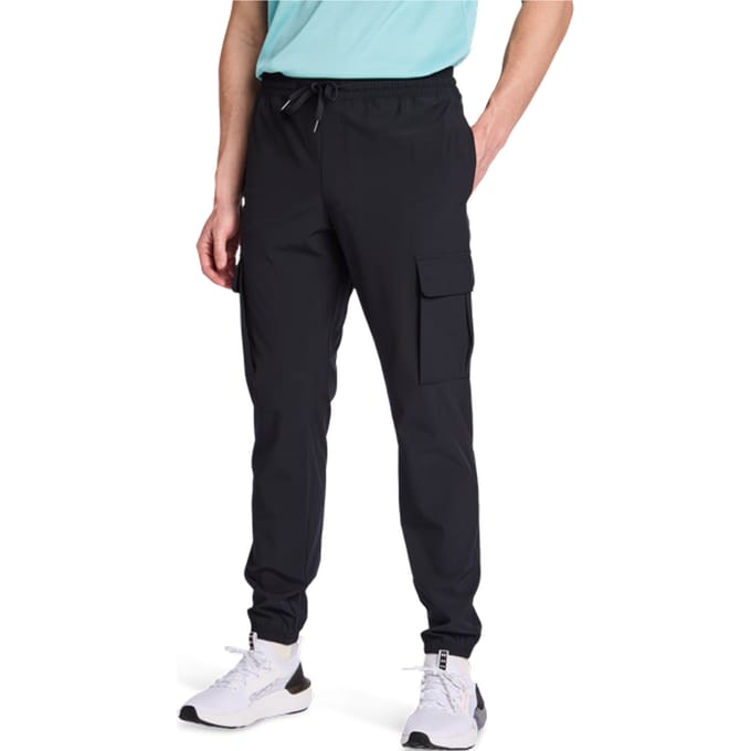 Under Armour UA Vibe Woven Cargo Pants-BLK Heren Sportbroek - Zwart - Wit