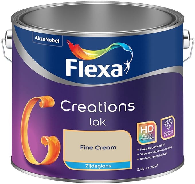 Flexa - Creations Lak Zijdeglans - Fine Cream - Mengverf - 2,5 L