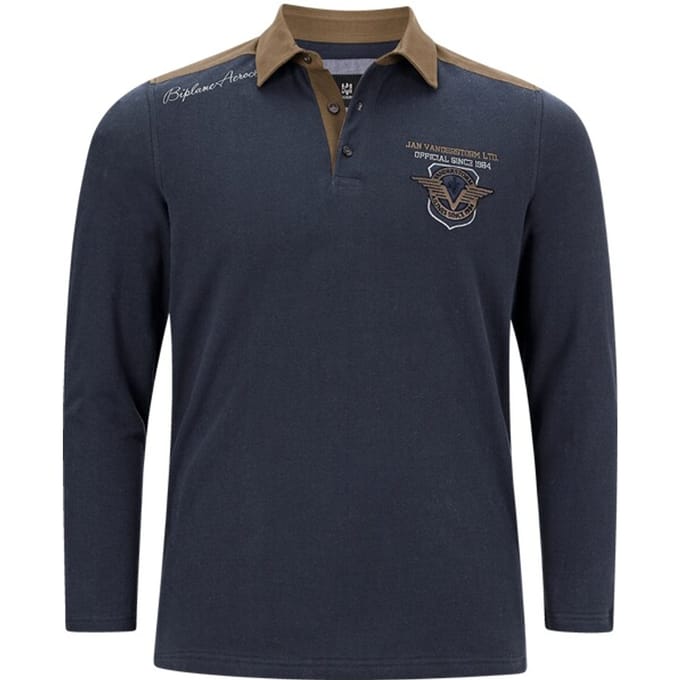 Jan Vanderstorm herren Sweatshirt - 76/78 - donkerblauw - Plus Size