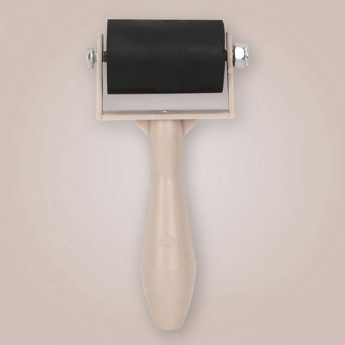 Plastic Handvat Drukinkt Brayer Inkt Schilderen Rubber Roller Kunst Stempelgereedschap (Primaire kleur) beige