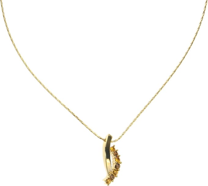 Behave® Ketting gebogen hangertje met steentjes – 41 cm