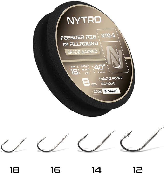 Nytro Ready Tied Rigs Feeder Rig Allround 1.00m Spade-Barbed (8 pcs) - Maat : Haak 14 - 0.13mm