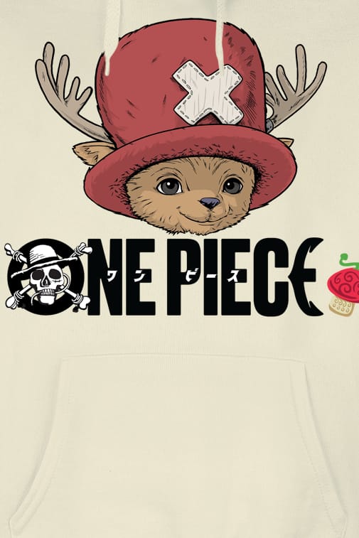 One Piece - Anime Trui met capuchon - Chopper - Logo - M tot XL - voor Mannen - ecru