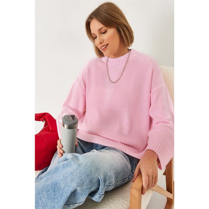 Oversized Crew Neck Geribde Trui