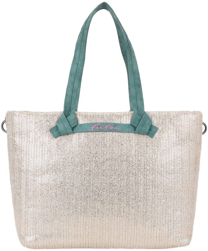 Fritzi aus Preußen shopper schoudertas Cloud Shopper Big Limited Painted Straw Silver Jade beige