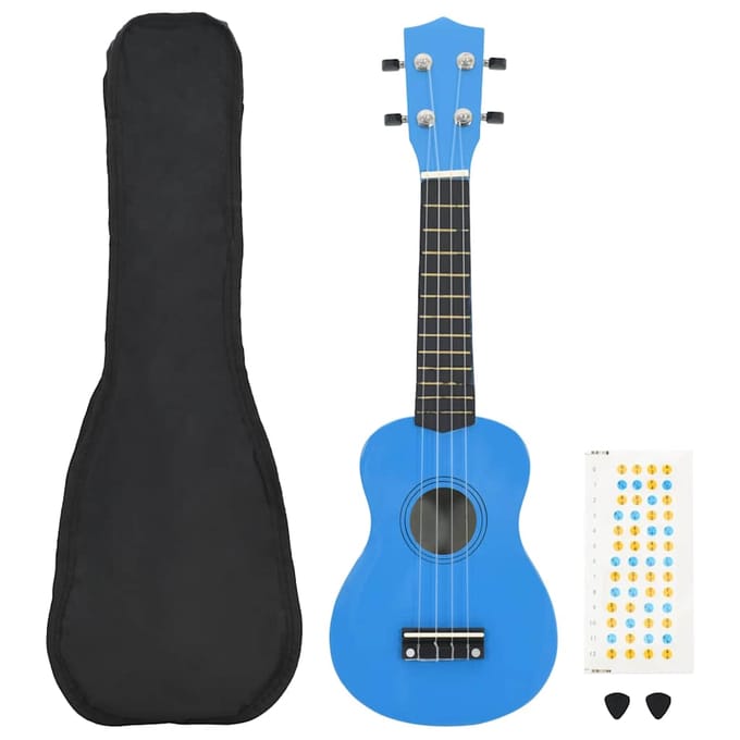 vidaXL - Ukuleleset - met - tas - voor - kinderen - sopraan - 23'' - blauw
