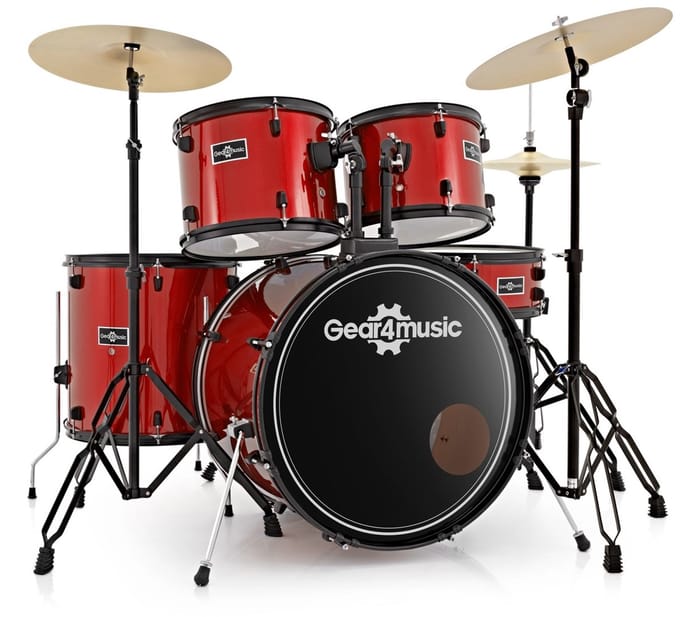 BDK-1plus Fullsize Beginnersdrumstel van Gear4music, Rood
