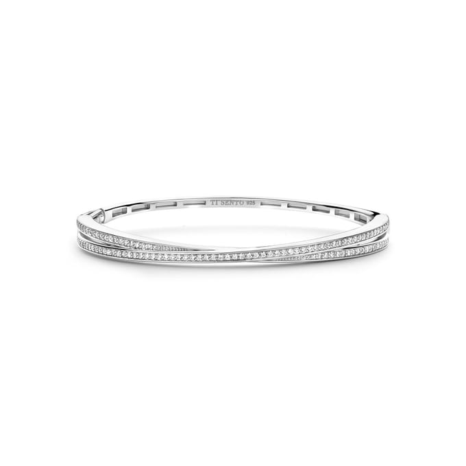 TI SENTO Dames Armband - 925 zilver - Zirconia wit - Maat M - 23072ZI
