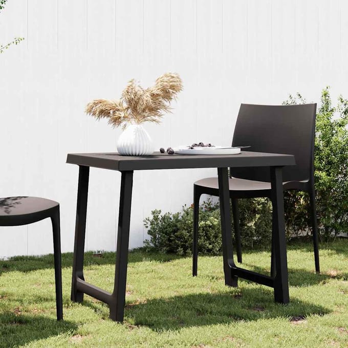 vidaXL - Campingtafel - hout-look - 79x56x64 - cm - PP - antracietkleurig