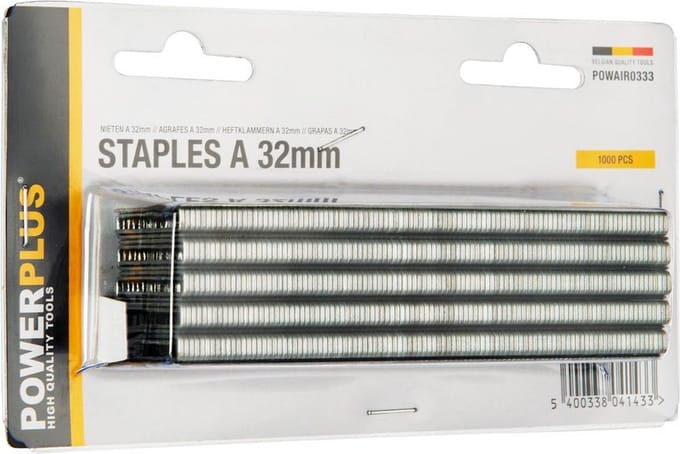 Powerplus POWAIR0333 Nieten - Voor nietmachine tacker - Type A - 32mm - 1000stuks
