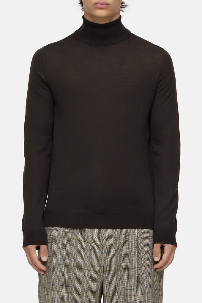 Closed Turtle-neck Jumper Knits Ebony Maat: XXL | Coltruien Outlet | Heren | Bruin