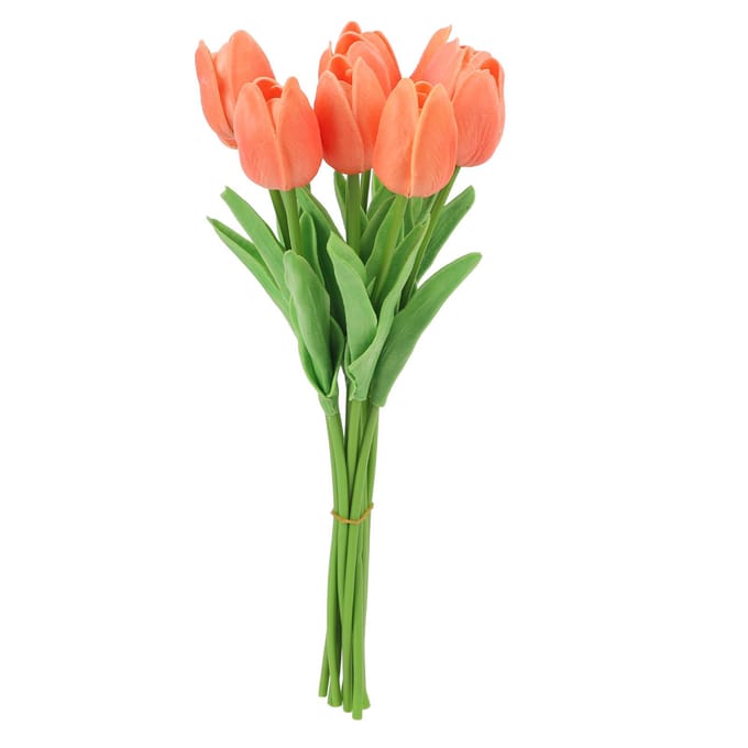 10 stuks kunstmatige tulpen, zeer realistische bloemendecoratie voor de woonkamer en eettafel. oranje