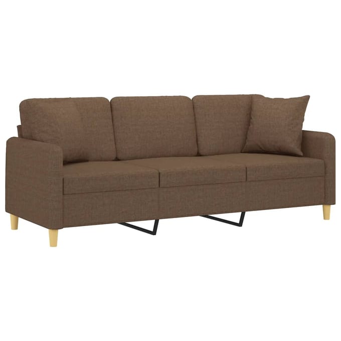 vidaXL - Driezitsbank - met - sierkussens - 180 - cm - stof - bruin