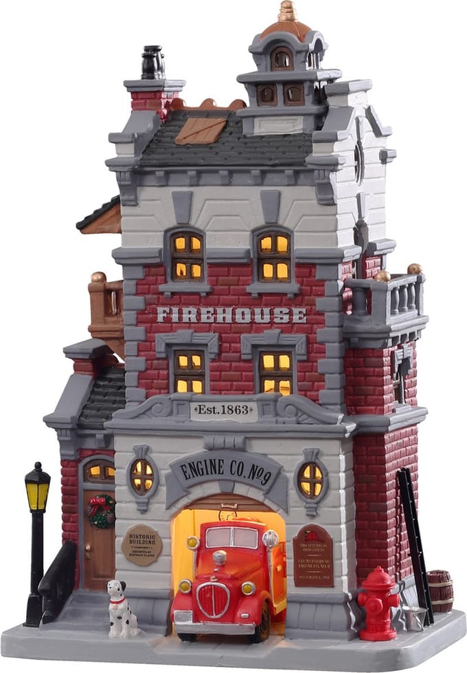 Lemax - 'Engine Company No. 9' - Verlicht gebouw - Exclusief adapter (werkt ook op batterijen)