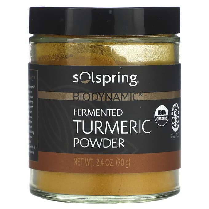 Dr. Mercola, SolSpring, Biodynamique, Poudre de Curcuma Fermenté, 2,4 oz (70 g)