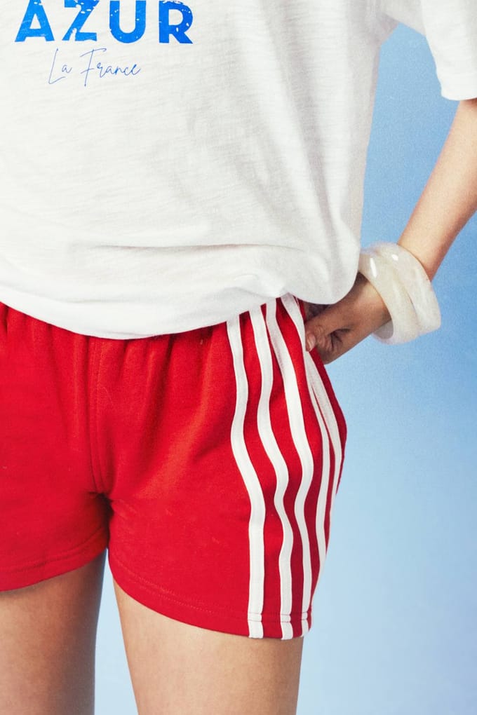 boohoo Dames Gestreepte Sweat Short | Rood | Maat: XS