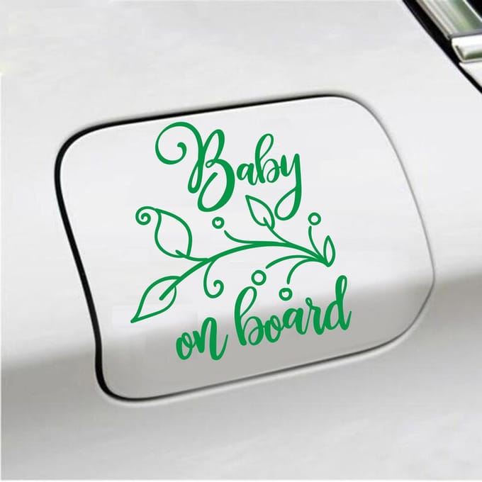 Bumpersticker - Baby On Board - 12,7 X 11,7 - Groen
