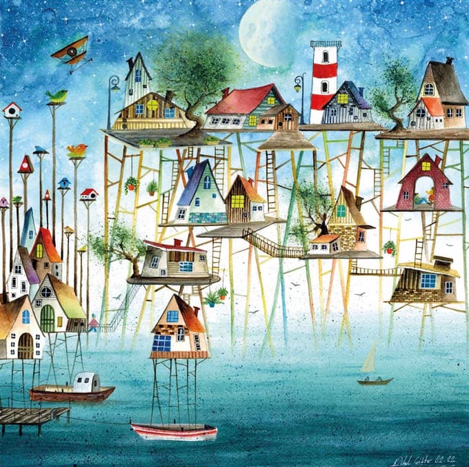 Magnolia puzzel Pier City - legpuzzel 1023 stukjes multicolor.