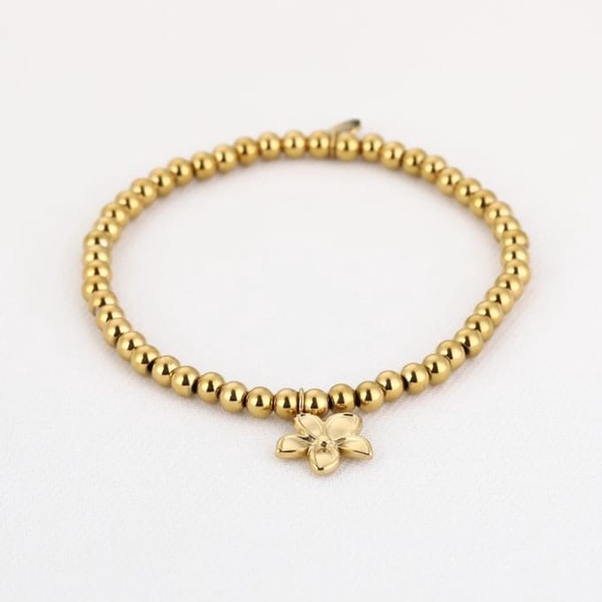 Bijoutheek Armband (Sieraad) Balletjes Bloem Bedel Goud