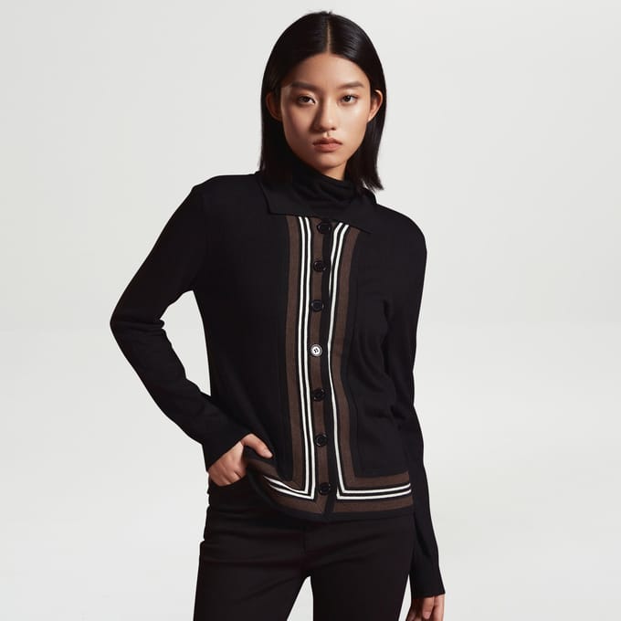 Vest met contrasterende randen