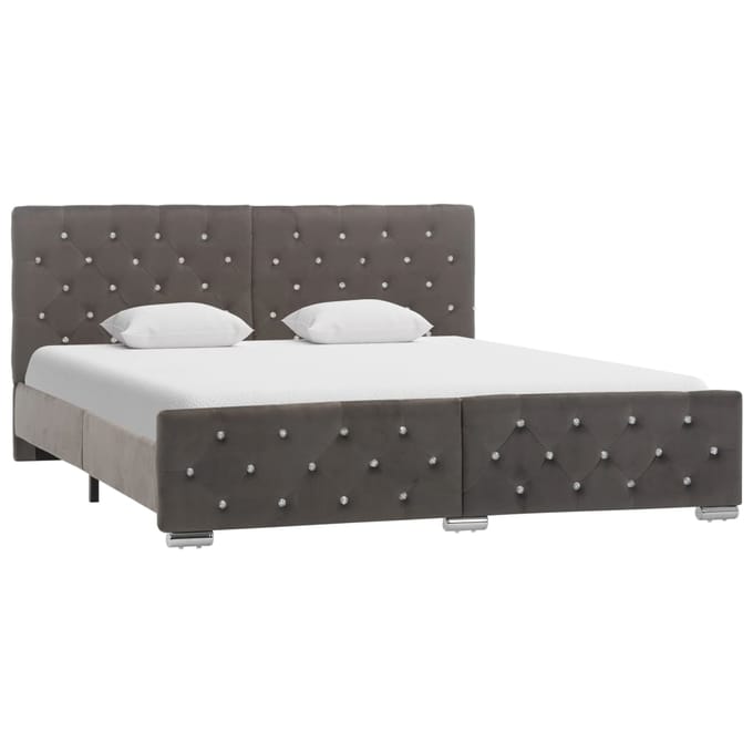 vidaXL - Bedframe - fluweel - grijs - 160x200 - cm