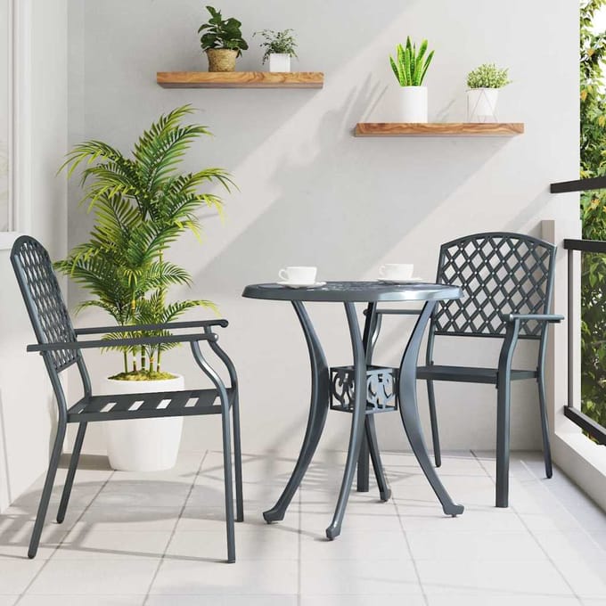vidaXL Tuinstoel 2 pcs Antraciet 56 x 65 x 89 cm Staal