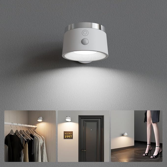 Draaibare LED Wandlamp met Bewegingssensor - Draadloos en Oplaadbaar voor Binnen