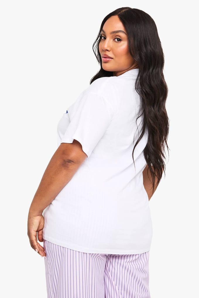 boohoo Dames Plus Positano Amalfi Kust Citroenprint Oversized T-Shirt | Wit | Maat: 48
