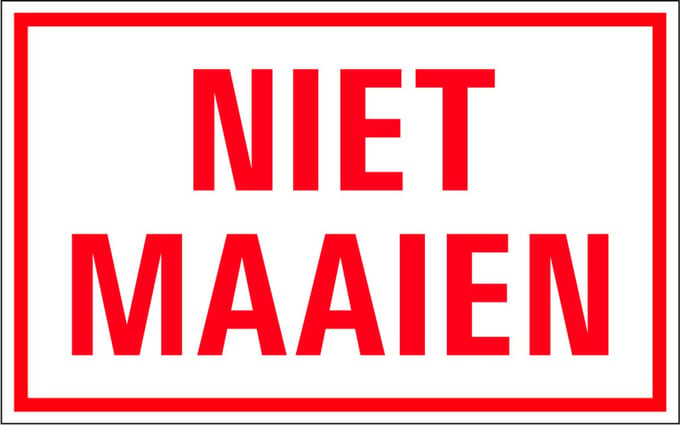 Niet maaien tekststicker 320 x 200 mm