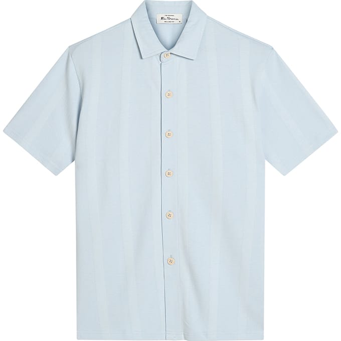 Ben Sherman Heren Verticale Pique Textuur Shirt (Poederblauw)