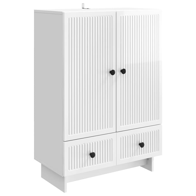 vidaXL - Dressoir - Hoogglans - Wit - 66 - x - 34,5 - x - 95 - cm - Geconstrueerd - hout