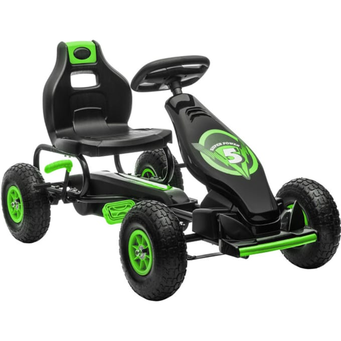 4goodz Homcom skelter met verstelbare stoel, 5-12 jaar groen+zwart