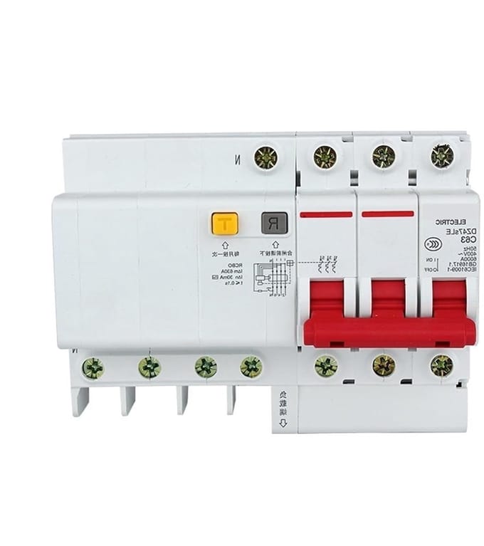 Miniatuur Zekering - Aardlekschakelaar MCB - Elektrische Beveiliging - Type C Karakteristiek - 3P+N - Grijs