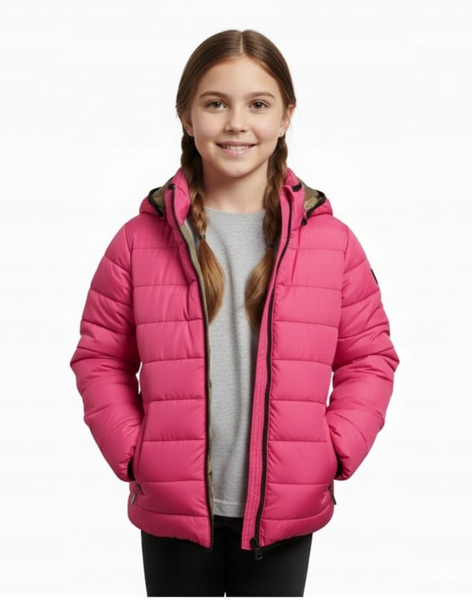 Superdry - Meisjes Winterjas - Roze - Camouflage - Gewatteerd