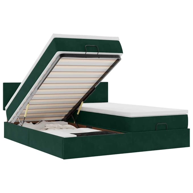 vidaXL - Ottoman - bed - met - matrassen - en - LED's - 160x200cm - fluweel