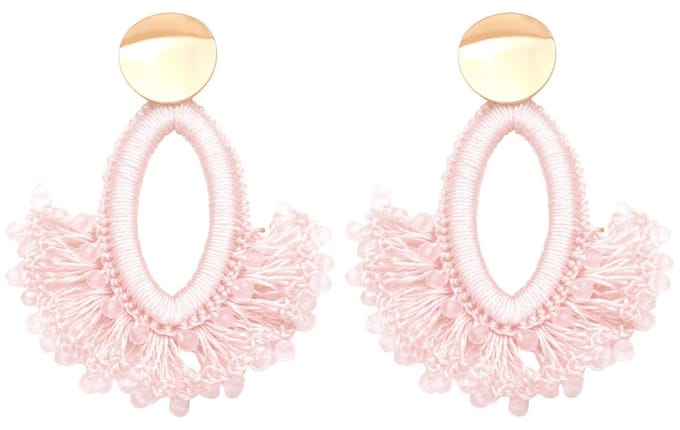 Oorbellen met Glaskralen - Oorhangers - 7 cm - Roze