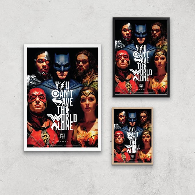 DC Justice League Giclee Art Print - A4 - White Frame