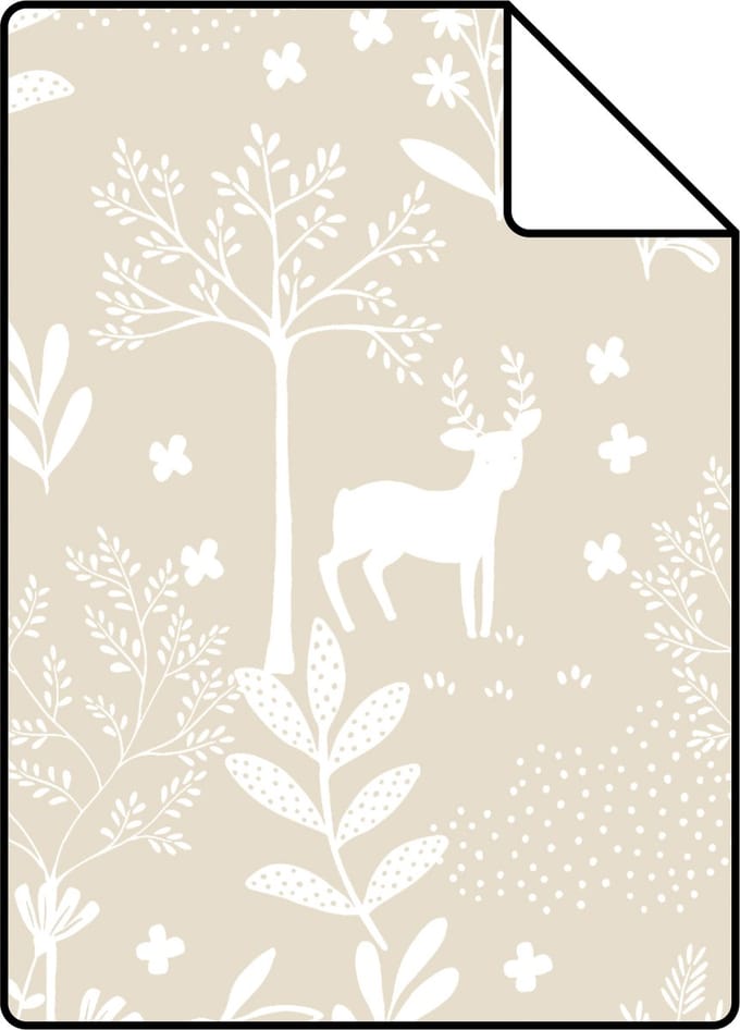 Proefstaal ESTAhome behang bos met bosdieren beige - 26.5 x 21 cm - 139522-S