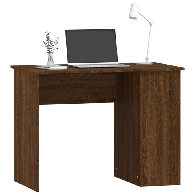 vidaXL - Bureau - 100x55x75 - cm - bewerkt - hout - bruin - eikenkleur