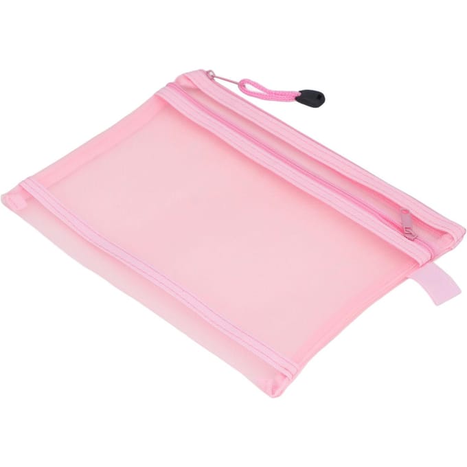 10 STUKS Rits Mesh Zakje Dubbellaags A5 Formaat Waterdicht Nylon Mesh Rits Zakje Tas Grijs roze