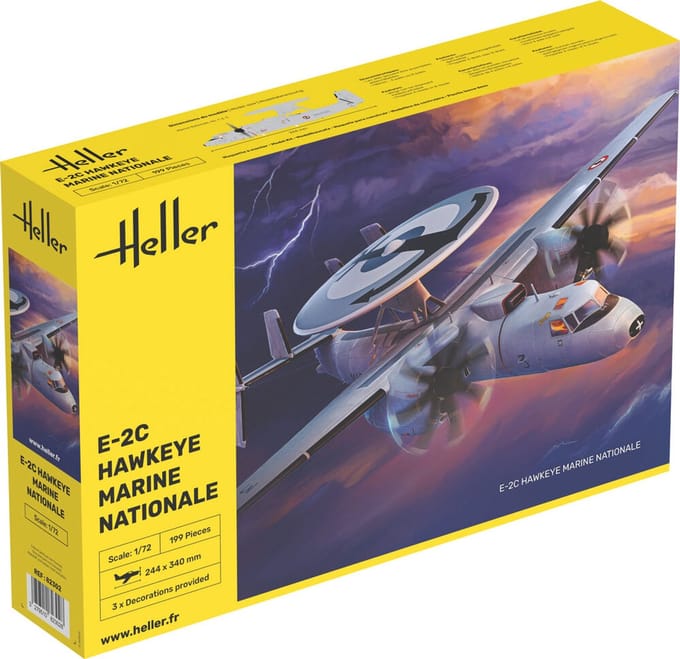 Heller Modelbouwpakket Vliegtuigen - 82302 Grumman E-2C Hawkeye Marine Nationale - Frans Propellervliegtuig Plastic - 1:72 - Modelbouw