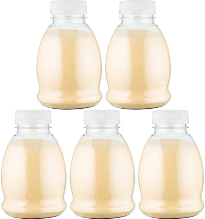 Scrubzout Vanille - 375 gram - Fles met transparante dop - Set van 5 stuks - Hydraterende Lichaamsscrub