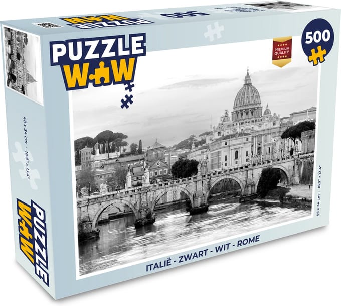 Puzzel Italië - Zwart - Wit - Rome - Legpuzzel - Puzzel 500 stukjes