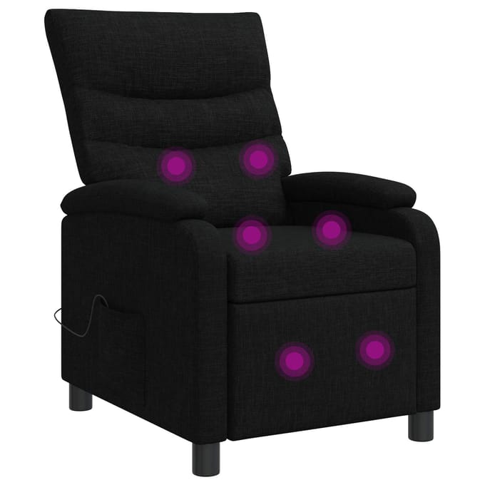 vidaXL - Massage - Relaxstoel - Zwart - Stof