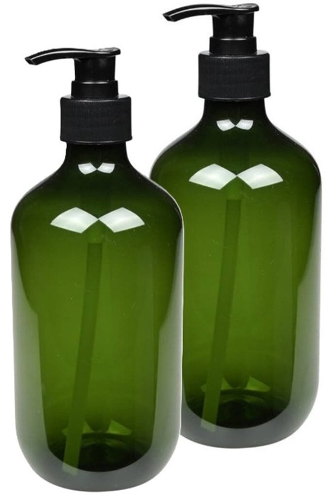 Benson Zeepdispenser - 2x - groen - 500 ml - zeeppompje - D7 x H19 cm