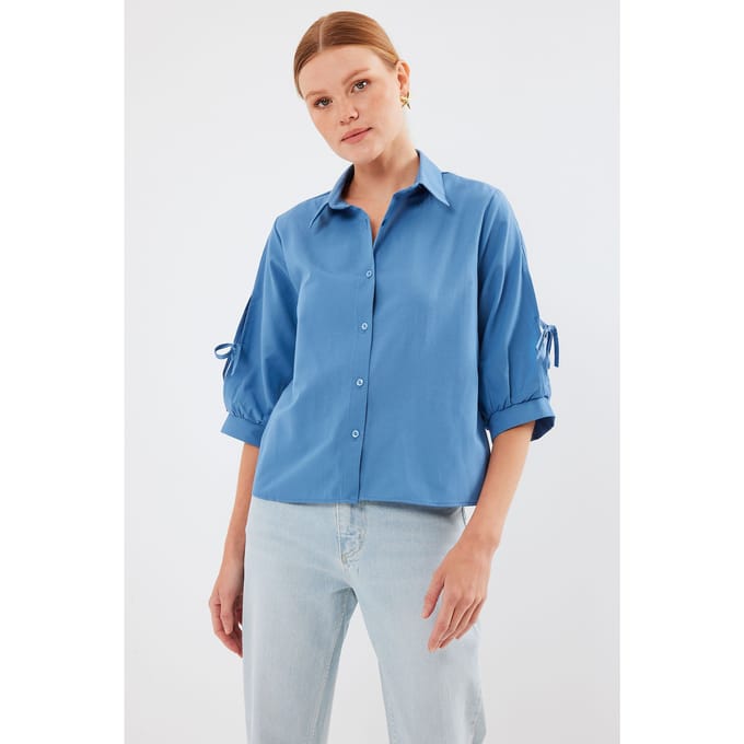 Crop Shirt met Strik