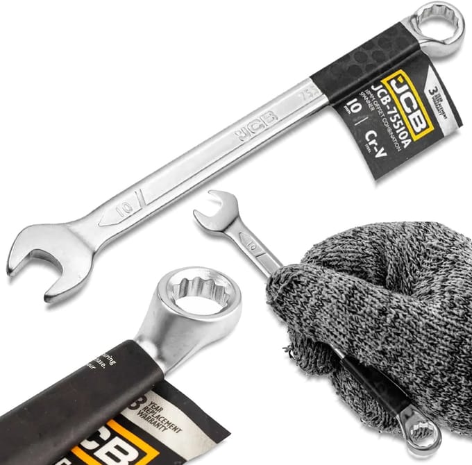 JCB Serie - Ringsleutel - 10 mm - 75 Graden Gebogen - 12-kantig